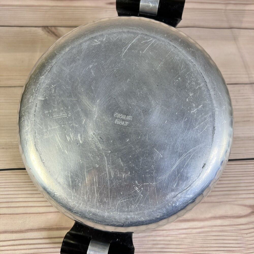 Vintage Puralum Italy Hammered Aluminum Casserole Dish Server w/Lid 8" MCM Retro - Picture 5 of 16
